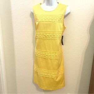 New York & Company Yellow Sleeveless Sheath Dress